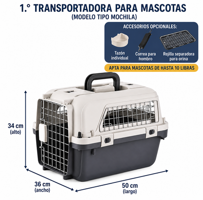 Kennel transportador para mascotas (4 tamaños disponibles)