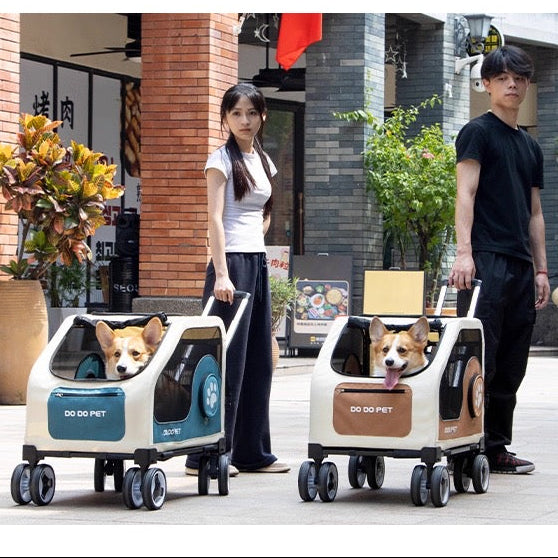 Coche para mascotas grandes dodopet beige (Soporta hasta 30kg)