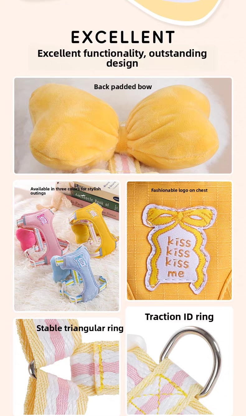 Pechera de peluche de lazo para razas pequeñas