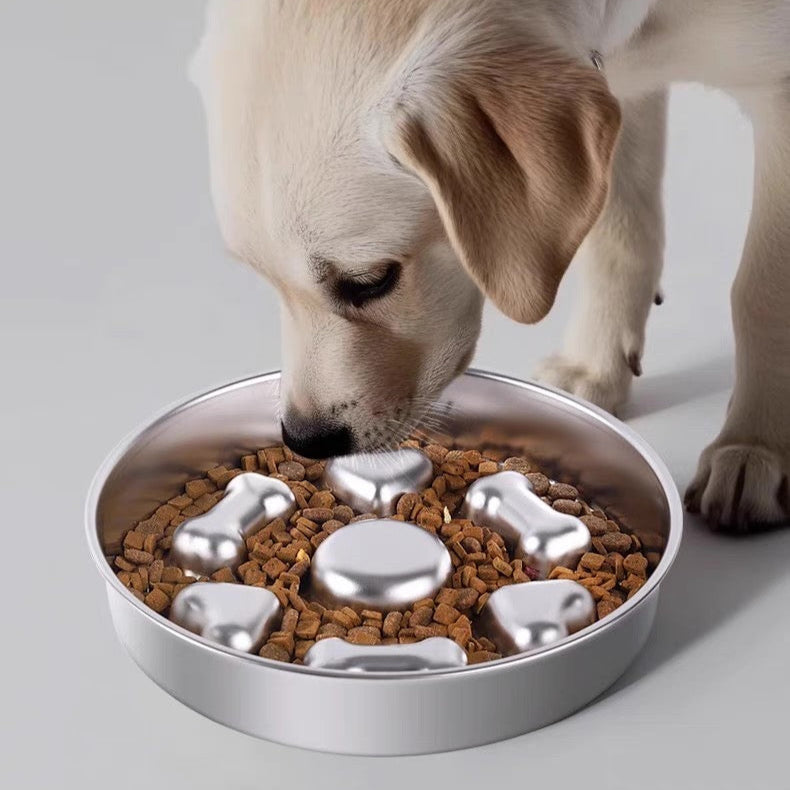 Plato lento de acero inoxidable para perros