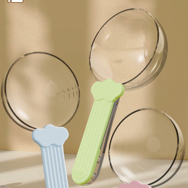 Cuchara medidora transparente para alimento