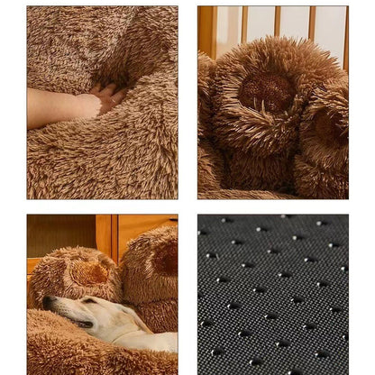 Cama de huellita chocolate para mascotas