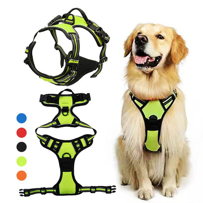 Pechera comoda y ajustable reflectiva para perros medianos y grande (Variedad de colores)