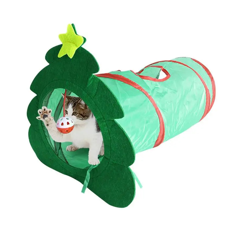 Túnel navideño para gatos