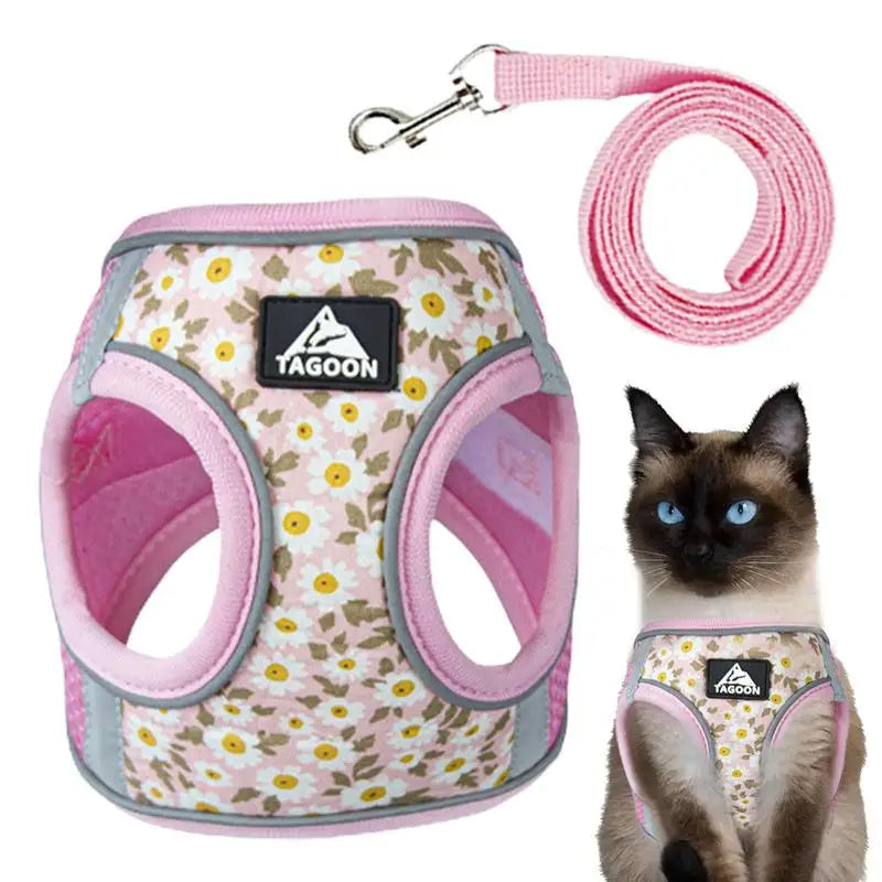 Chaleco de malla con estampado floral para gatos