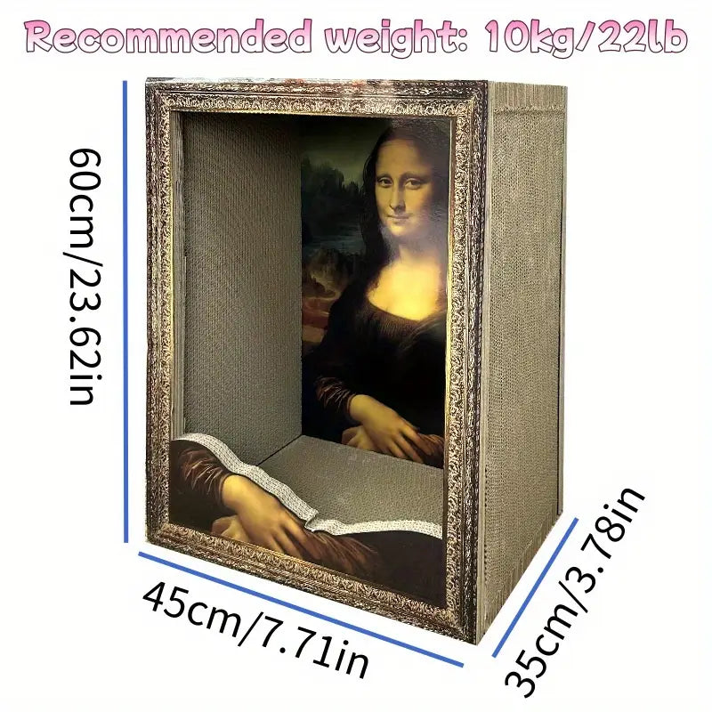 Rascador de cartón para gatos estilo monalisa cuadrado
