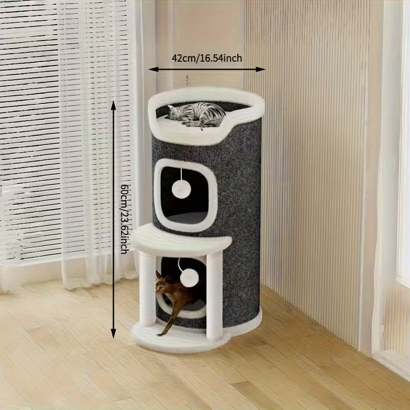 Torre de tres niveles para gatos gris 60cm de alto
