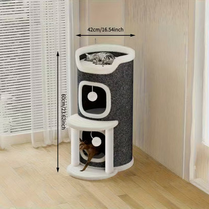 Torre de tres niveles para gatos gris 60cm de alto