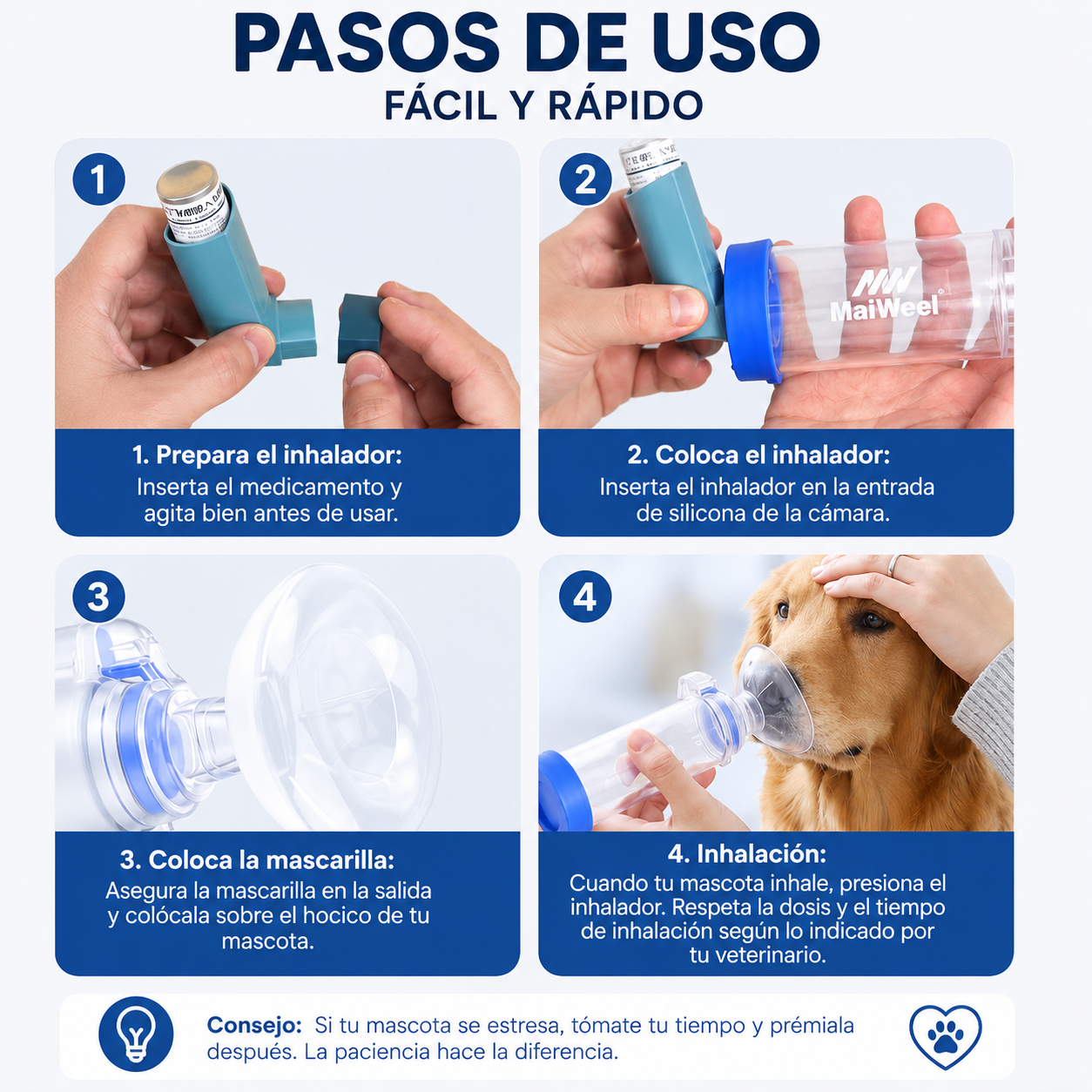 Espaciador para inhalador para perros y gatos