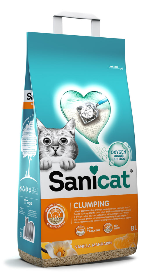 Arena para gatos Sanicat Vainilla Mandarina 8L