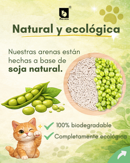 Arena Biodegradable Felipets a base de soja 5KG (TÉ VERDE)