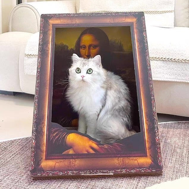Rascador de cartón para gatos estilo monalisa triangular