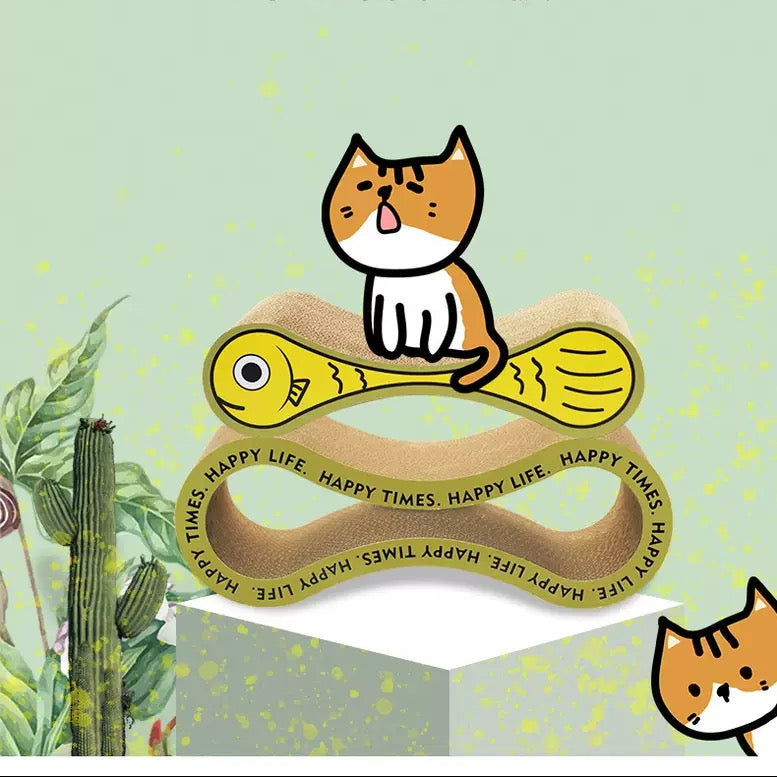 Rascador de cartón corrugado estilo infinito doble para gatos