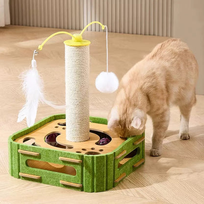 Rascador de fieltro para gatos con ratones de juguetes RF01