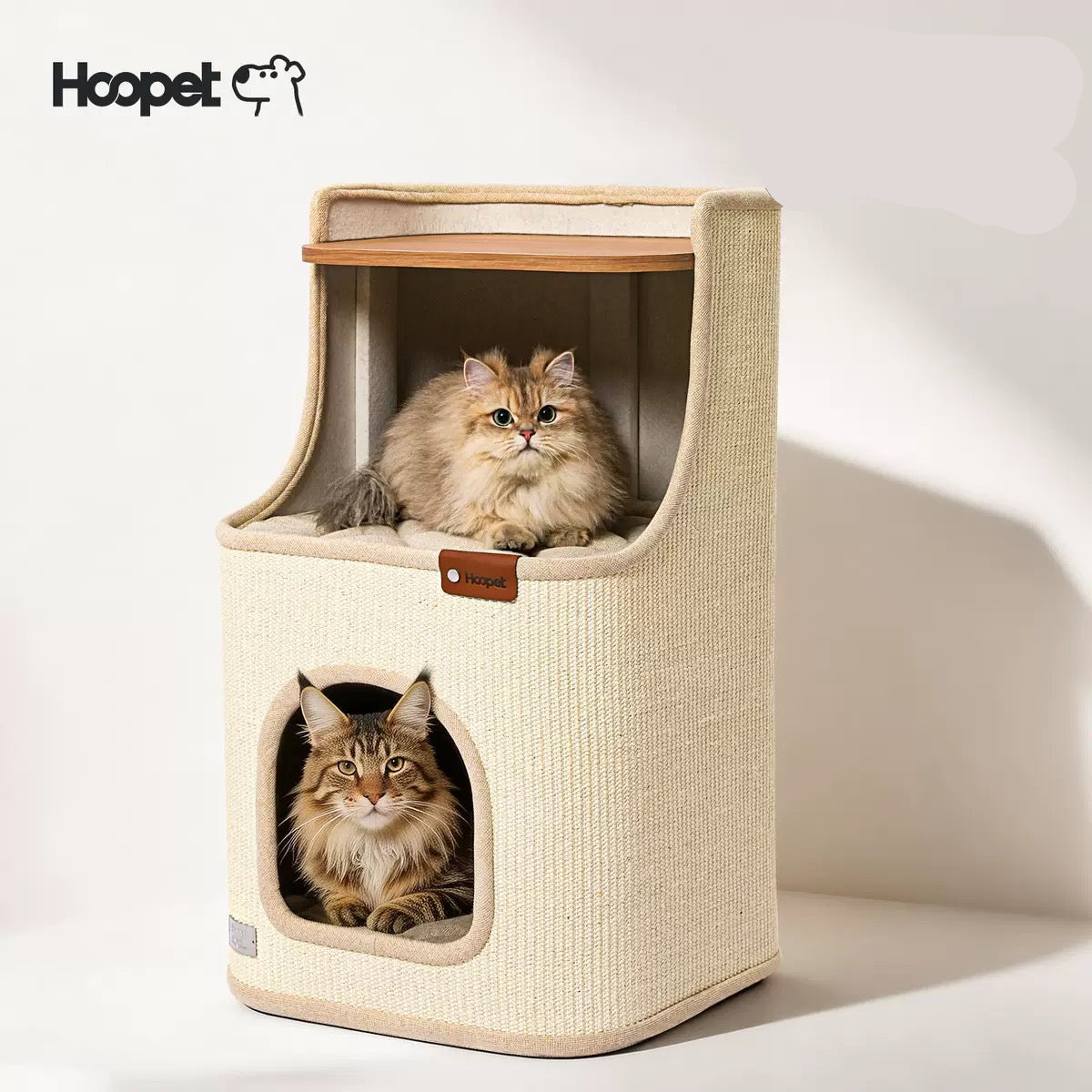 Torre de tres niveles cuadrado para gatos de sisal