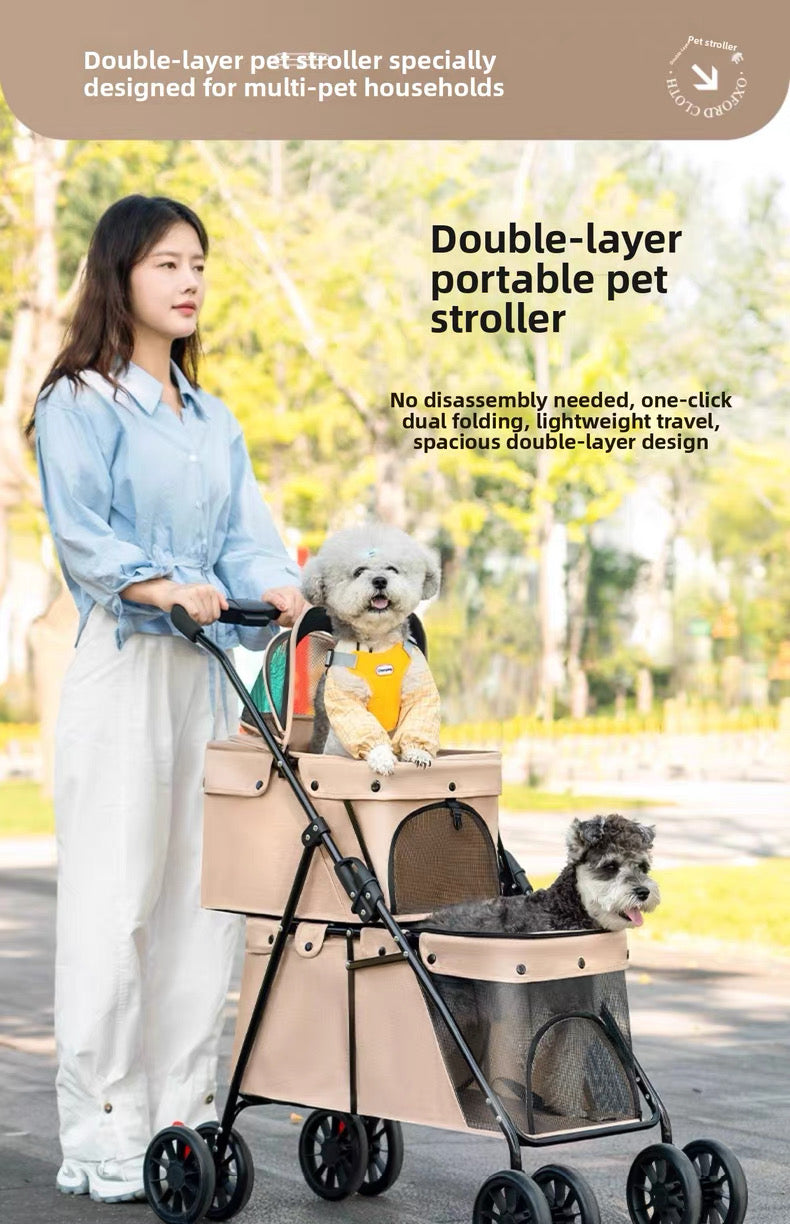 Coche doble para mascotas (Soporta hasta 24kg) Modelo Nakebella