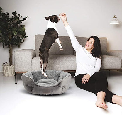 Cama redonda gris para mascota (dos tamaños)