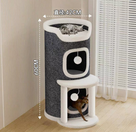 Torre de tres niveles para gatos gris 60cm de alto