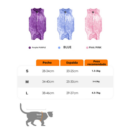 Traje postoperatorio para gatos