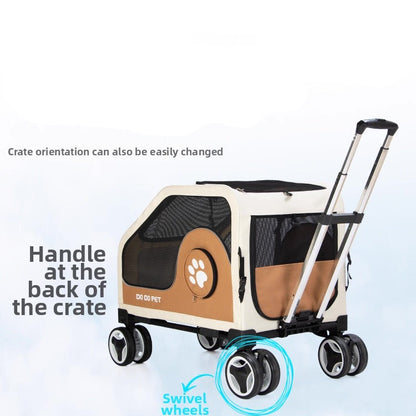 Coche para mascotas grandes dodopet beige (Soporta hasta 30kg)