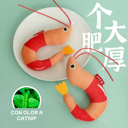 Peluche con olor a Catnip para gatos forma de camarón