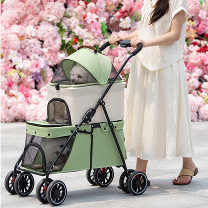 Coche doble desmontable para mascotas modelo 105 color verde