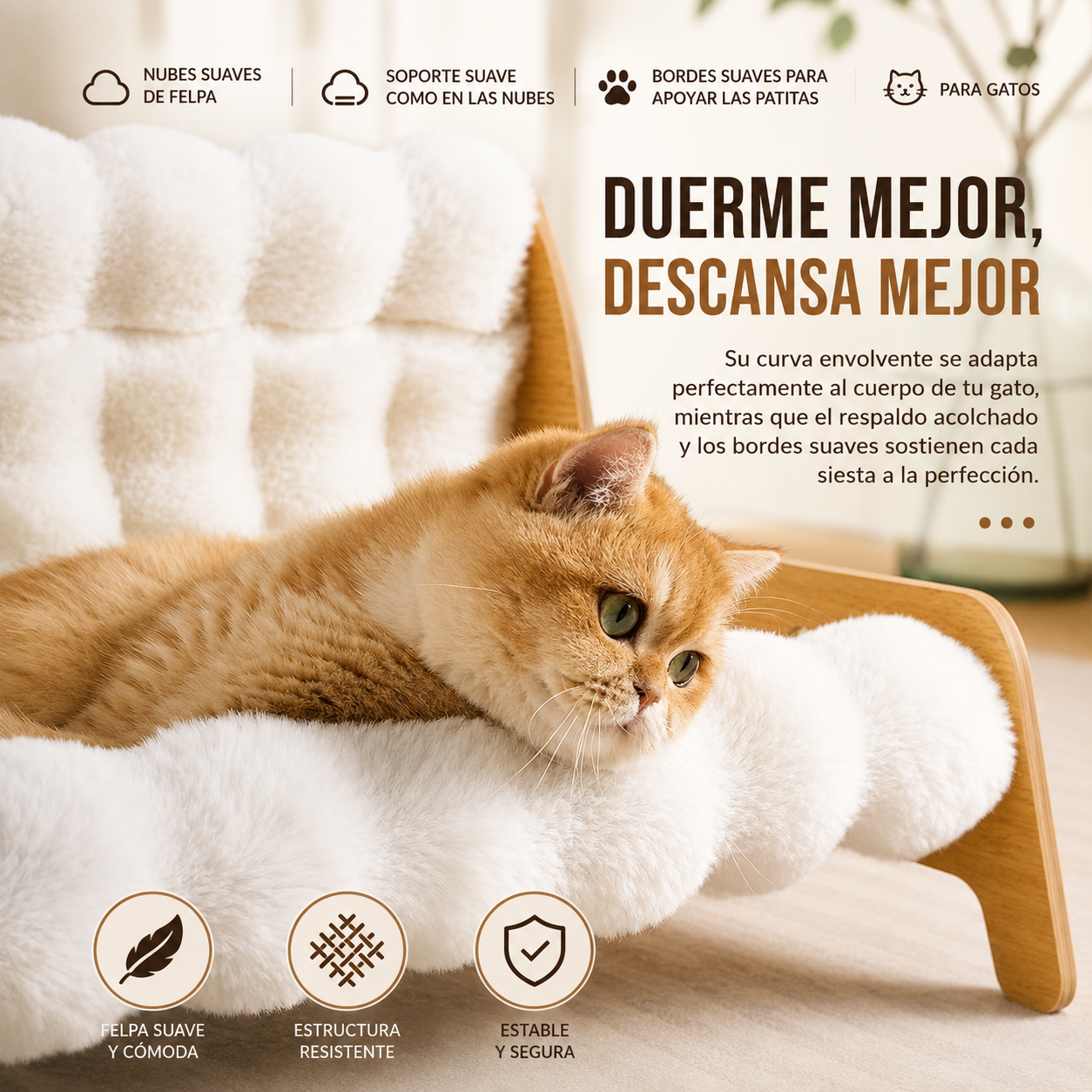 Sofa diseño nube blanca para gatos
