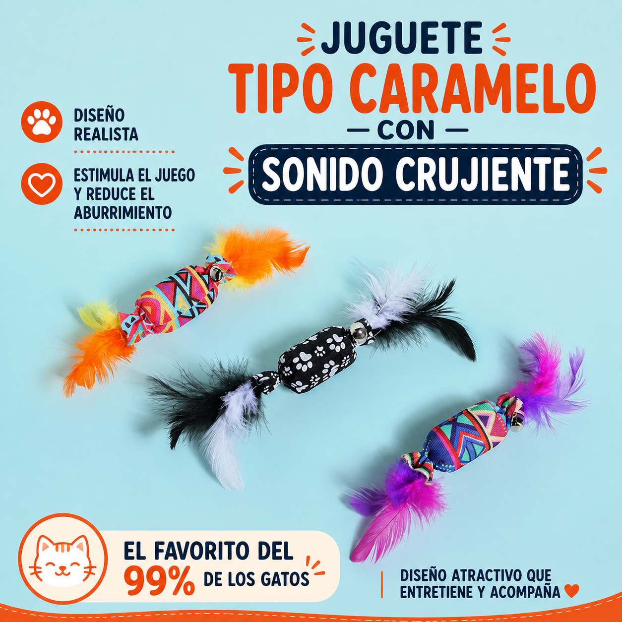 Juguete para gatos tipo caramelo