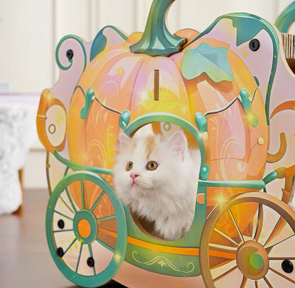 Rascador de cartón estilo carruaje para gatos
