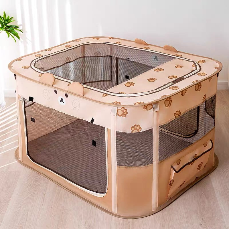 Corral de tela con diseño de oso (Talla XXL - 110×85×60 cm)