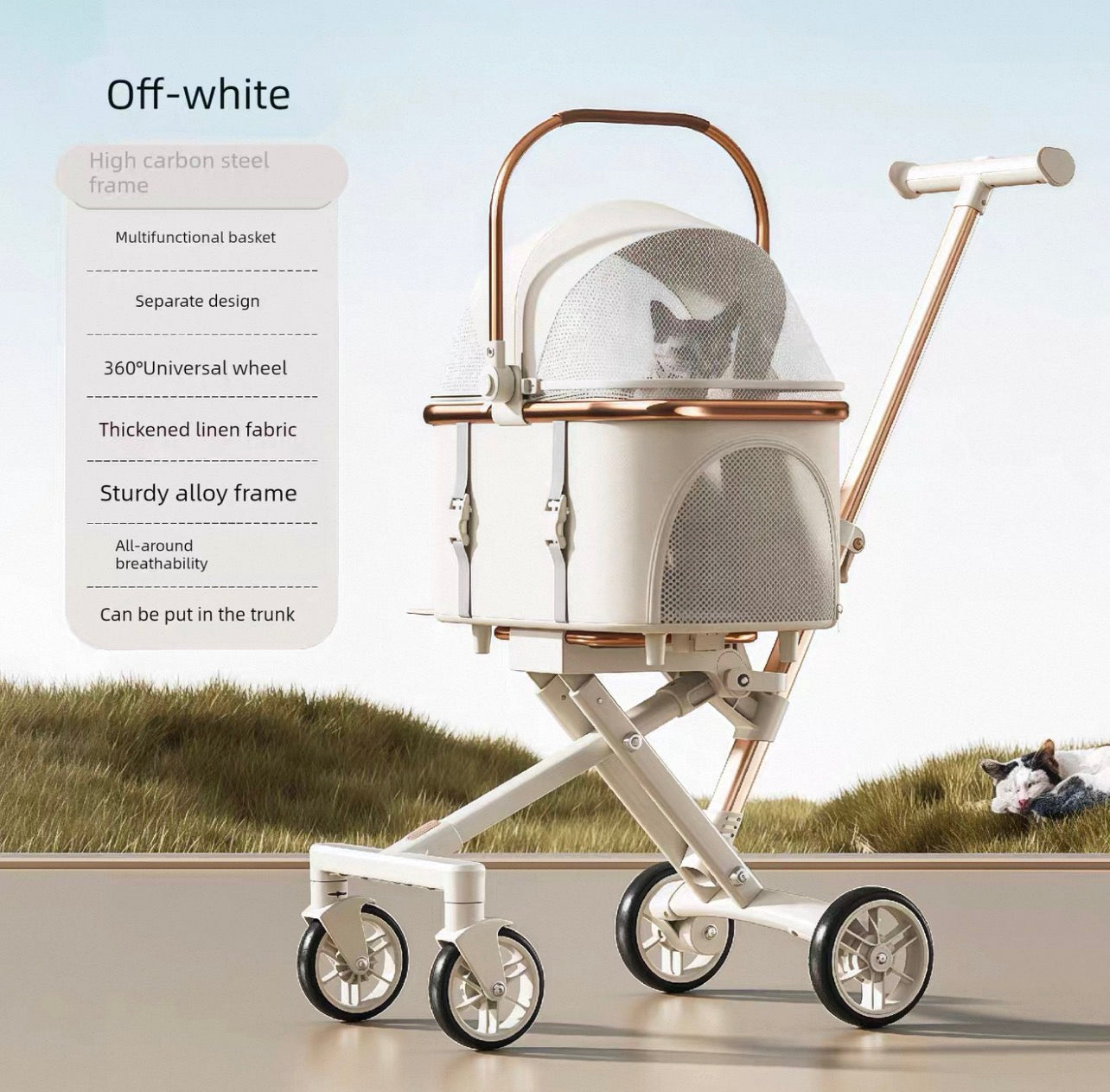 Coche para mascotas 311 blanco (Hasta 15kg)