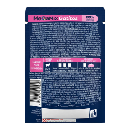 Comida Húmeda para Gato Purina: Felix, Sobre, Megamix Gatitos 85gr