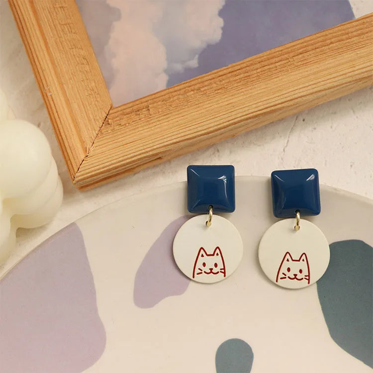 Pendientes lindos de gato para mujer