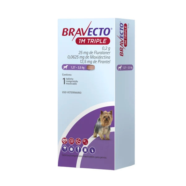Bravecto para Perro 1M triple  1,27-2,5kg