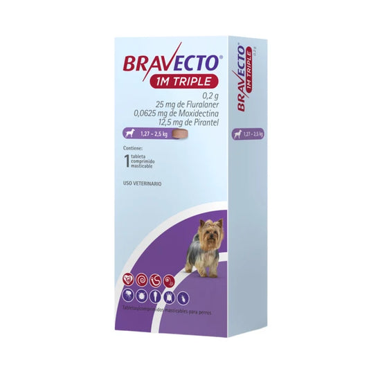 Bravecto para Perro 1M triple  1,27-2,5kg