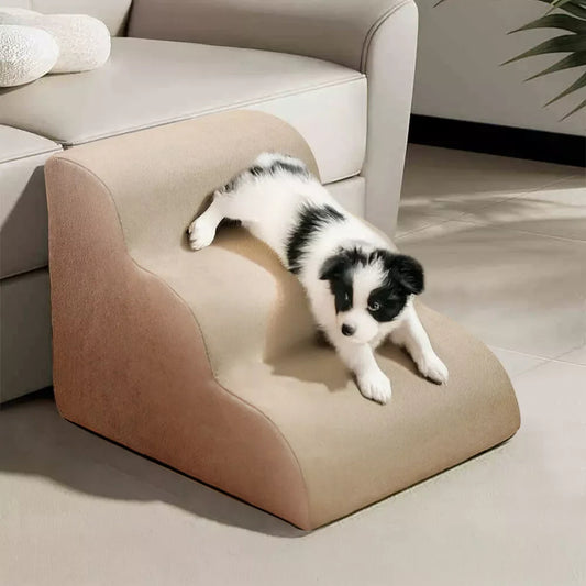 Escalera de foam beige para mascotas