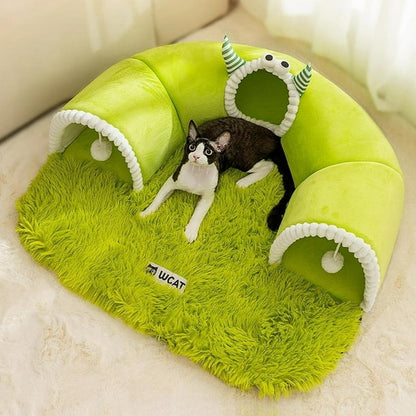 Túnel afelpado estilo cama para gatos