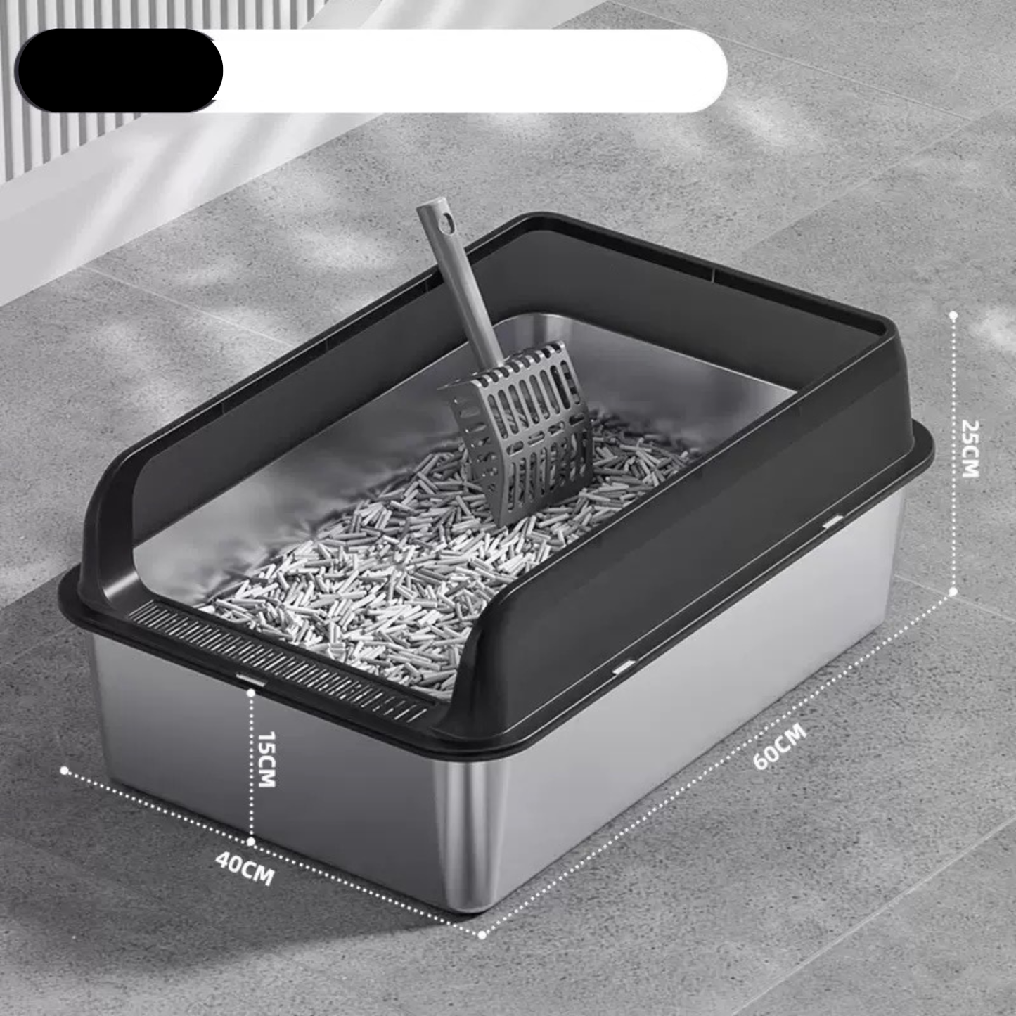 Arenero de acero inoxidable  abierto para gatos (Dos tamaños)