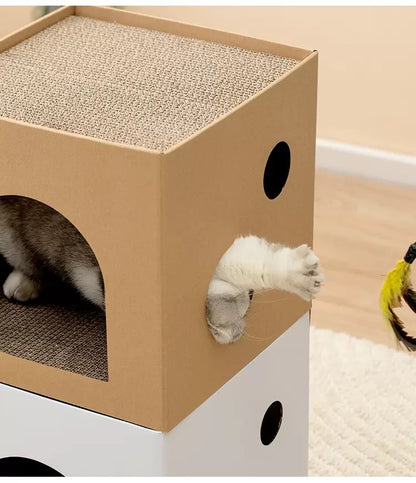 Rascador de dos niveles para gatos estilo lavadora 30*30*30cm