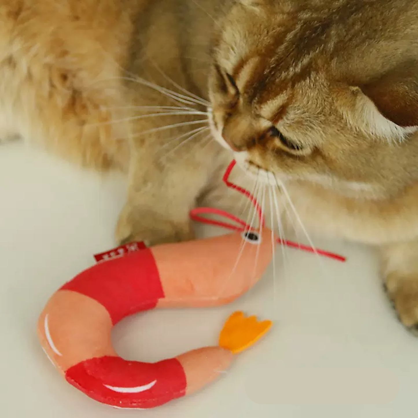 Peluche con olor a Catnip para gatos forma de camarón