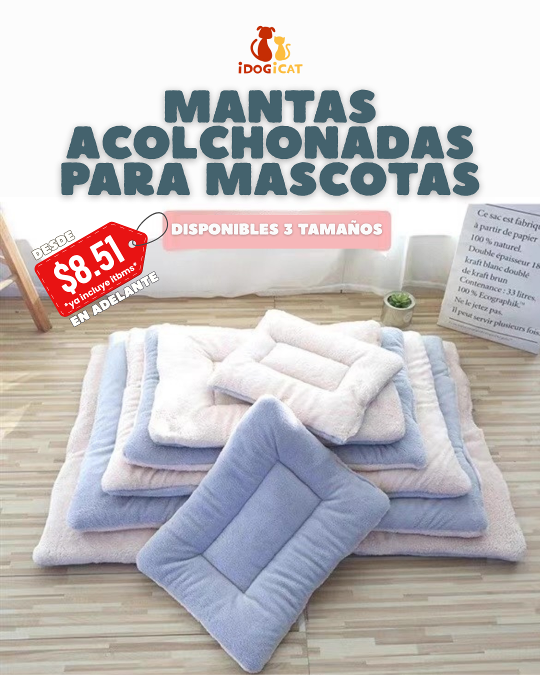 Colcha de algodón para mascotas (3 tamaños)