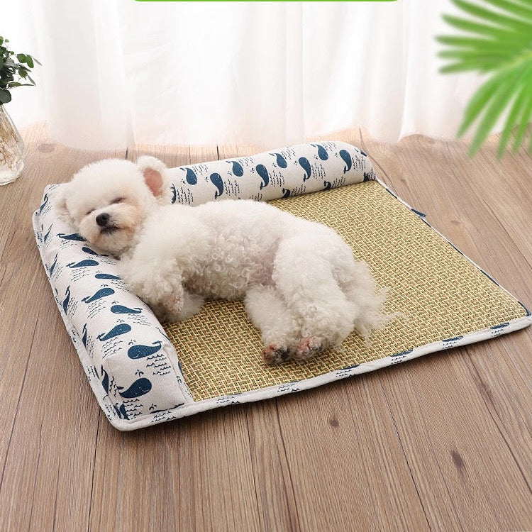 Cama de mimbre estilo L para perros 80*60cm