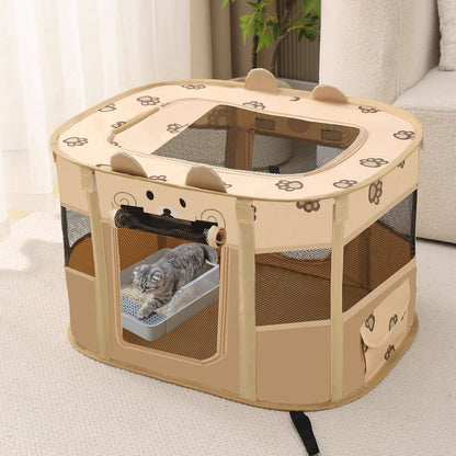 Corral de tela con diseño de oso (Talla XXL - 110×85×60 cm)