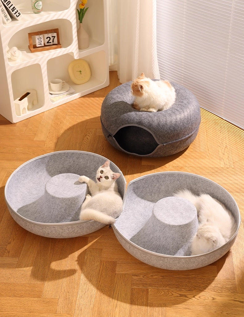 Túnel para gatos estilo dona de fieltro