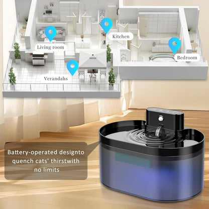 Fuente de agua inalámbrica con sensor para gatos 2.2Litros