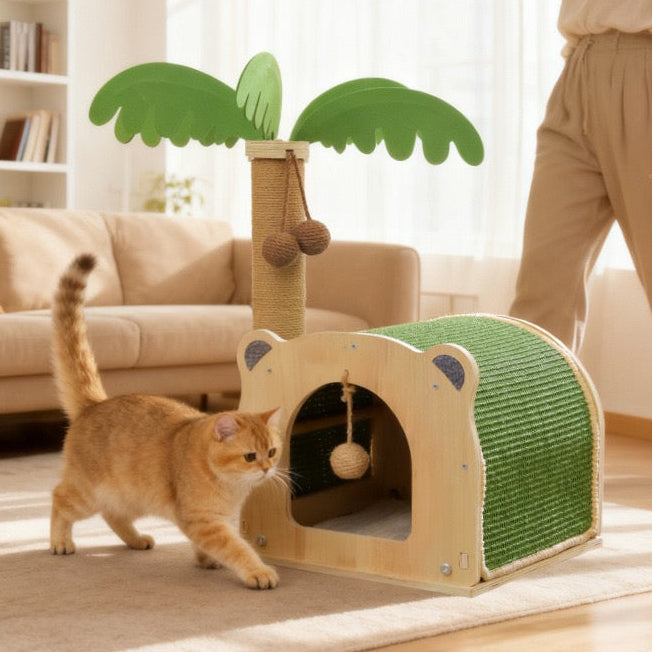 Rascador de cuerda casita con palmera