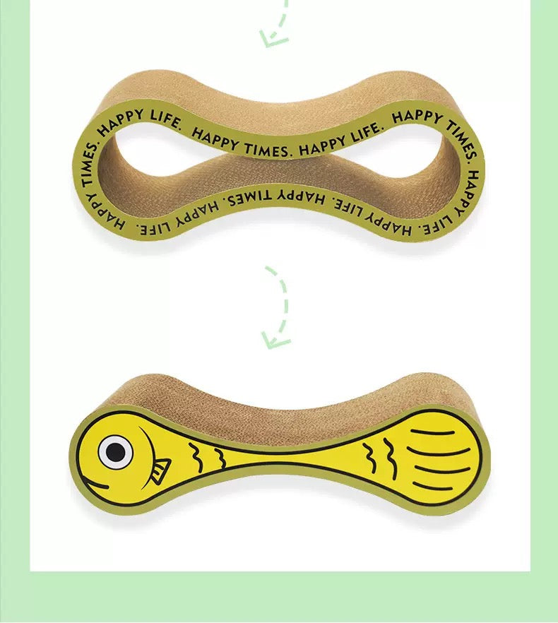 Rascador de cartón corrugado estilo infinito doble para gatos