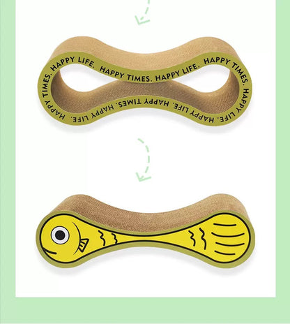 Rascador de cartón corrugado estilo infinito doble para gatos