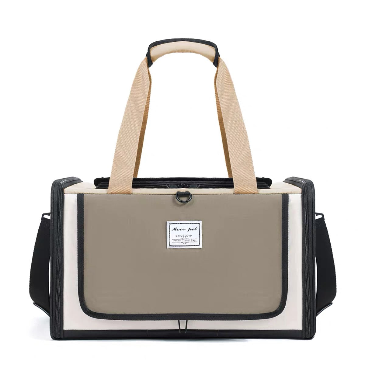 Bolso de viaje expandible para mascotas beige