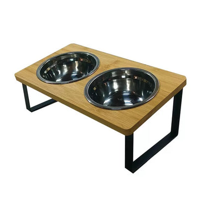 Comedero elevado de madera doble #2